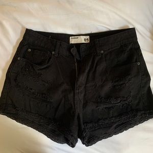 Size 9 distressed black shorts